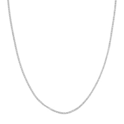 Curata 925 Sterling Silver Rhodium 2.25mm Square Wheat Chain Necklace For Men (Lobster)
