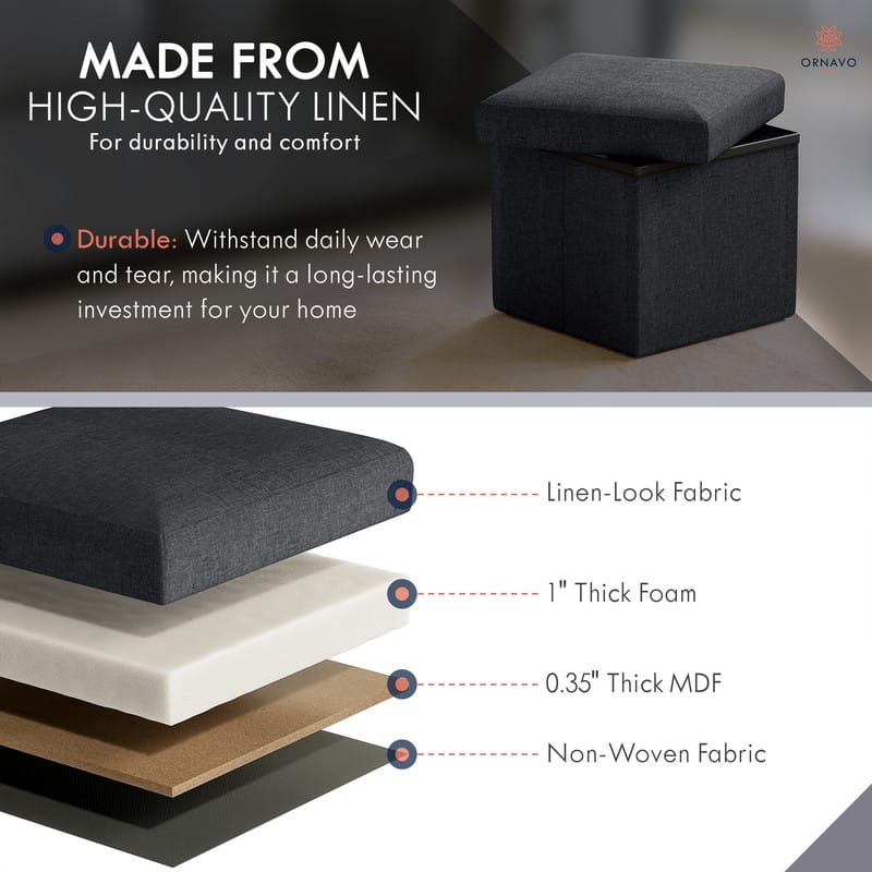 2 Pack Small Foldable Square Storage Ottoman Cube