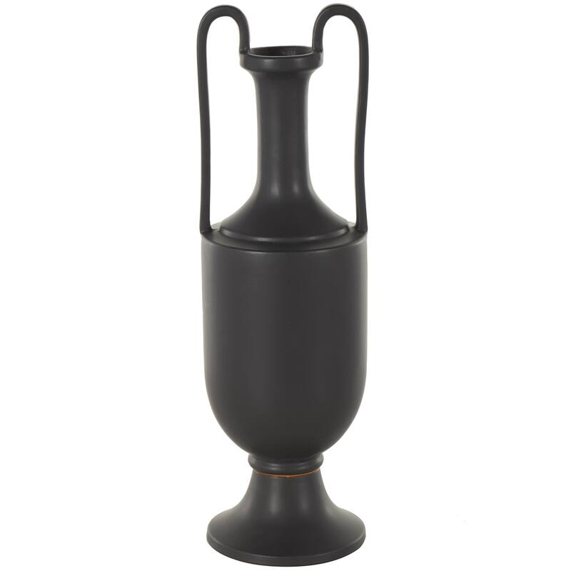 Ceramic Fluted Urn Shaped Vase with Arch Handles - Black or White - Roche River Decor - Black