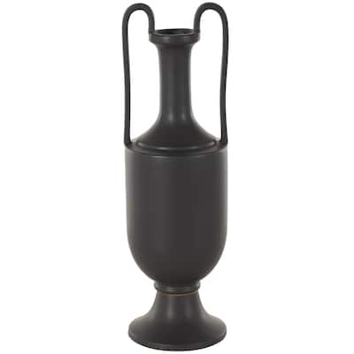Ceramic Fluted Urn Shaped Vase with Arch Handles - Black or White - Roche River Decor