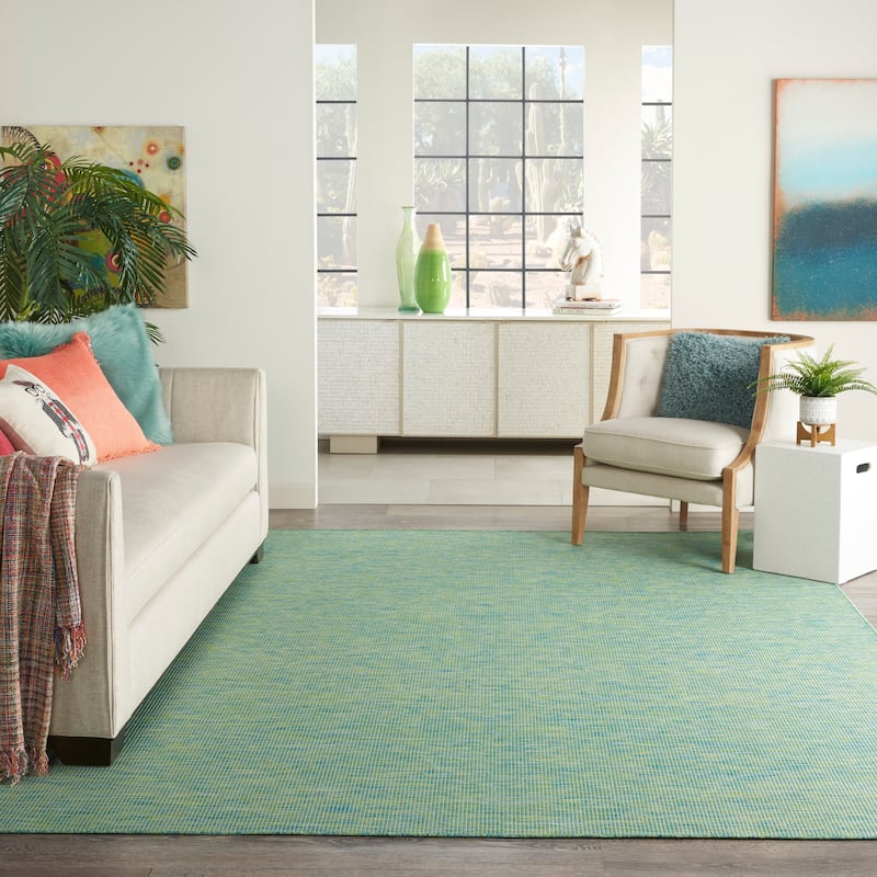 Nourison Positano Casual Modern Indoor/Outdoor Rug - 9' x 12' - Blue/Green