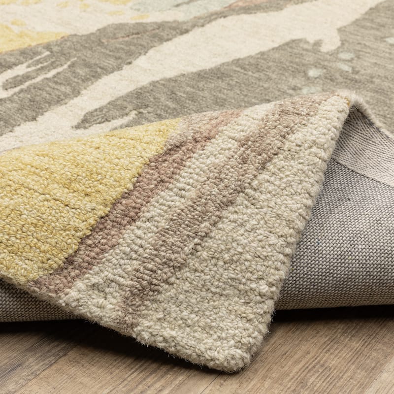 Style Haven Kitt Handmade Wool Abstract Elements Beige/ Yellow Rug