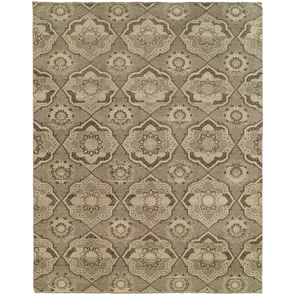 Transitional Multi-Colored Hand-Knotted Wool Area Rug