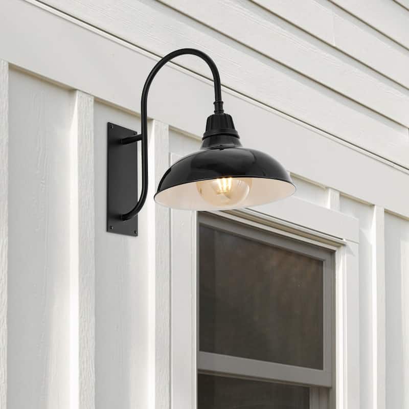 Wallace 12.25" Indoor/Outdoor LED Gooseneck Arm Sconce, By JONATHAN Y