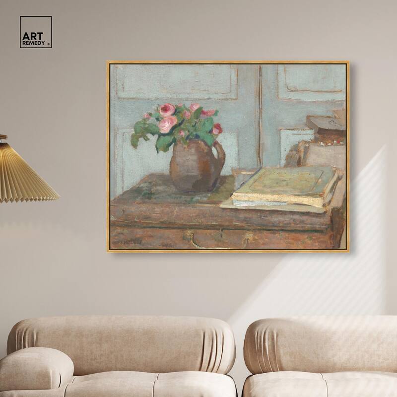 Box and Moss Roses Canvas by Art Remedy