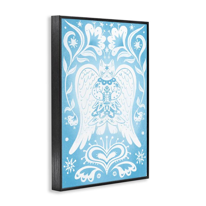 Stupell Symmetrical Patterned Angel Cat Framed Giclee Art Design By Hannah Moren