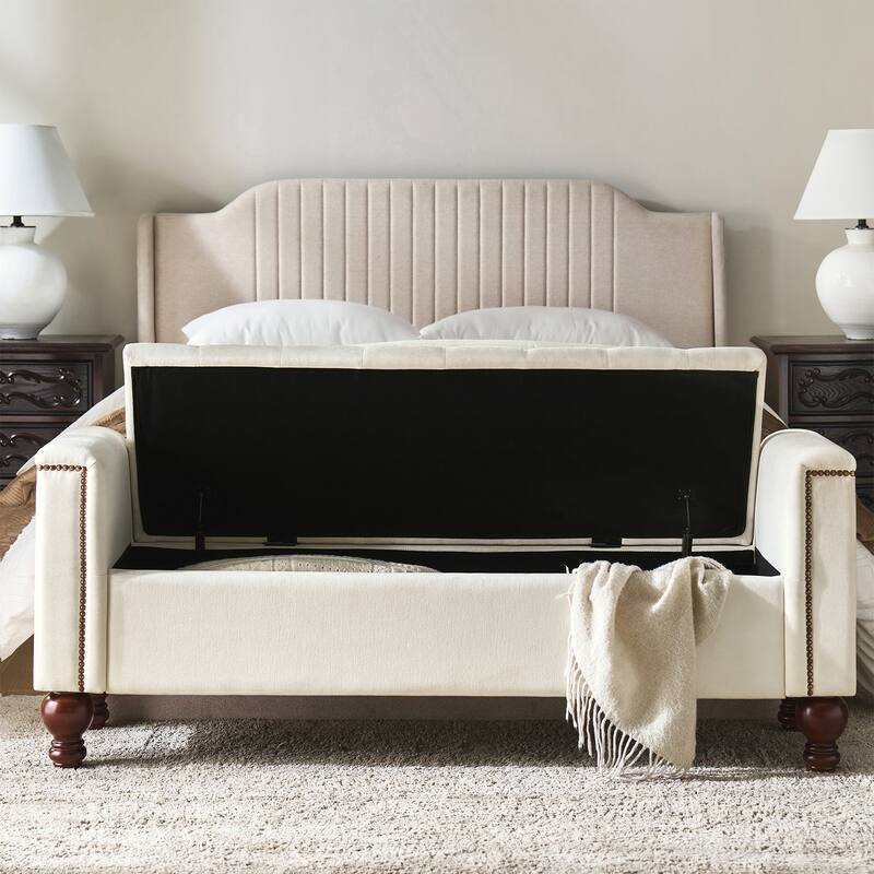 Poncio Storage solid wood legs Bench by HULALA HOME
