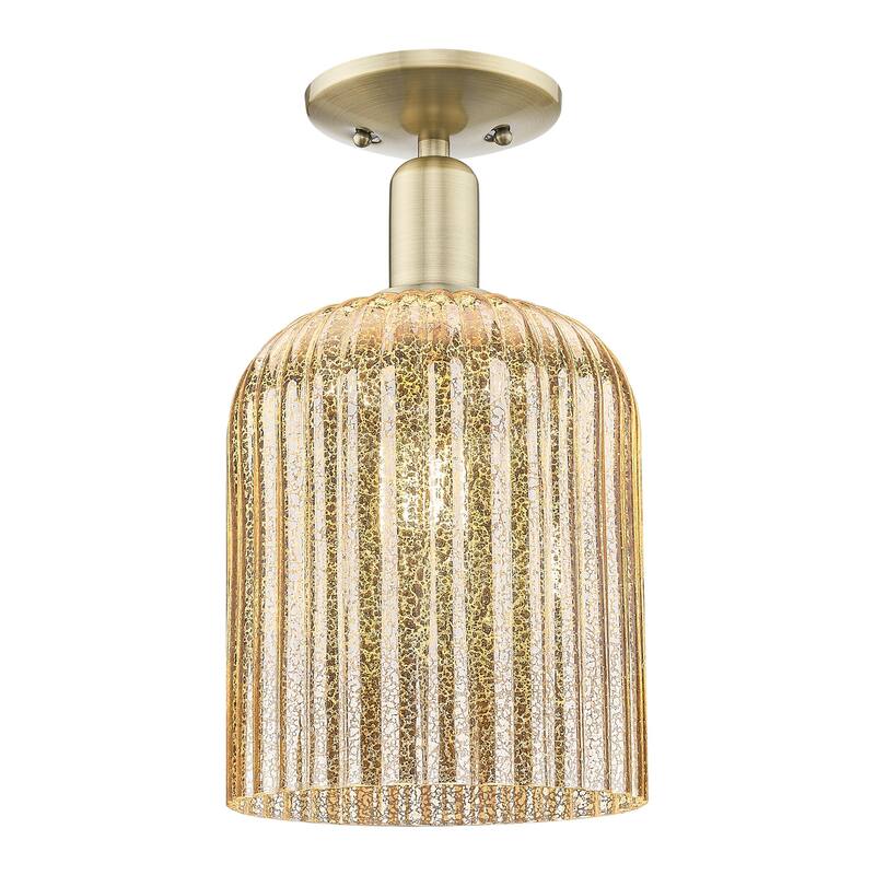 Innovations Lighting 716-1C-14-8 Bridal Veil Semi-Flush Bridal Veil 8" - Antique Brass / Mercury