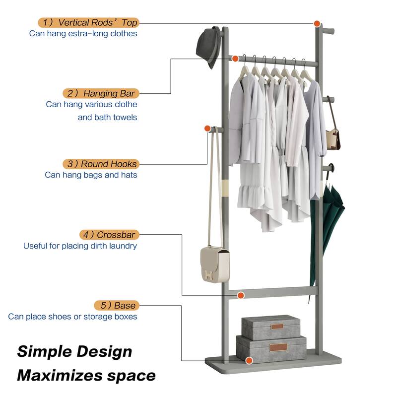 64"H Wood Coat Racks