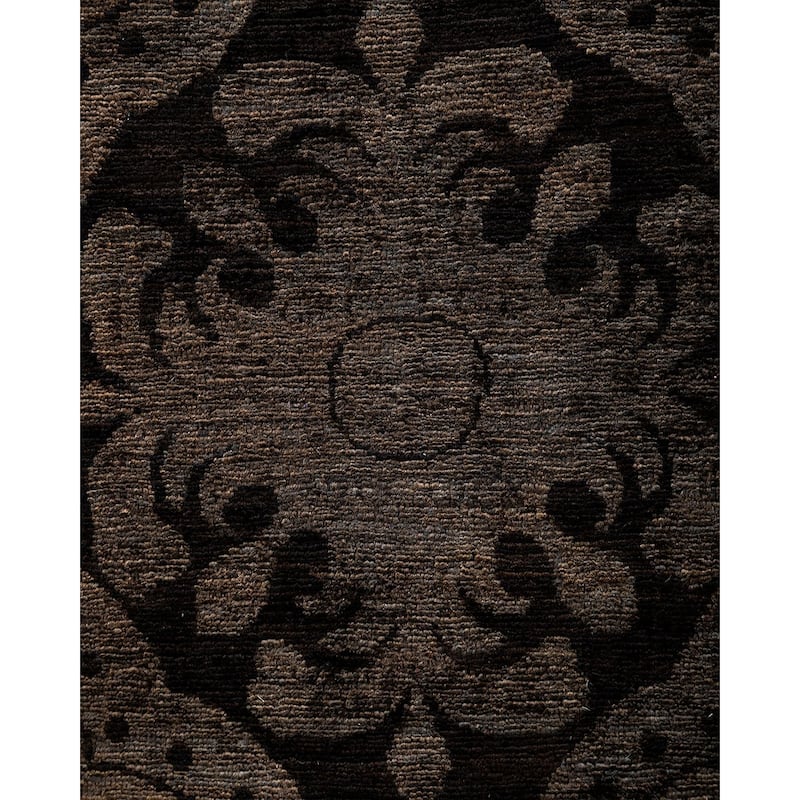 Overton Hand Knotted Wool Vintage Inspired Modern Contemporary Overdyed Black Area Rug - 8' 1" x 10' 3"