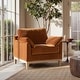 preview thumbnail 26 of 30, Pasadena 36" Wide Modern Farmhouse Velvet Accent Arm Chair Single - Burnt Orange Performance Velvet