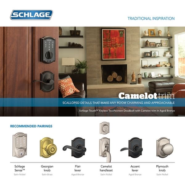 Shop Schlage Be468 Cam Connect Camelot Touchscreen Deadbolt With Z Wave Technology Overstock 16081840