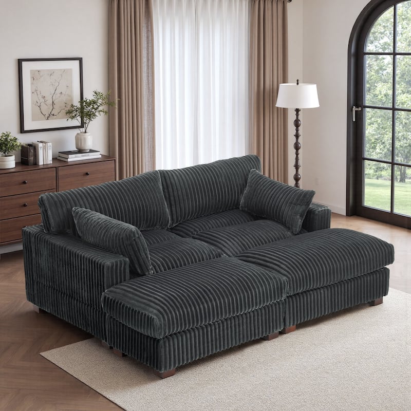 Oversized U-shaped Plush Modular Sectional Sofa Set - 4-piece/Grey