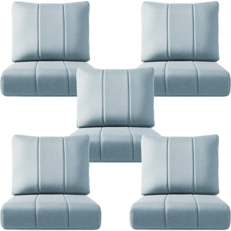 Ivora 24" W x 24" D x 6" T Water & Fade Resistant Outdoor Lounge Chair Replacement Cushion Set - 5 Sets - Baby Blue