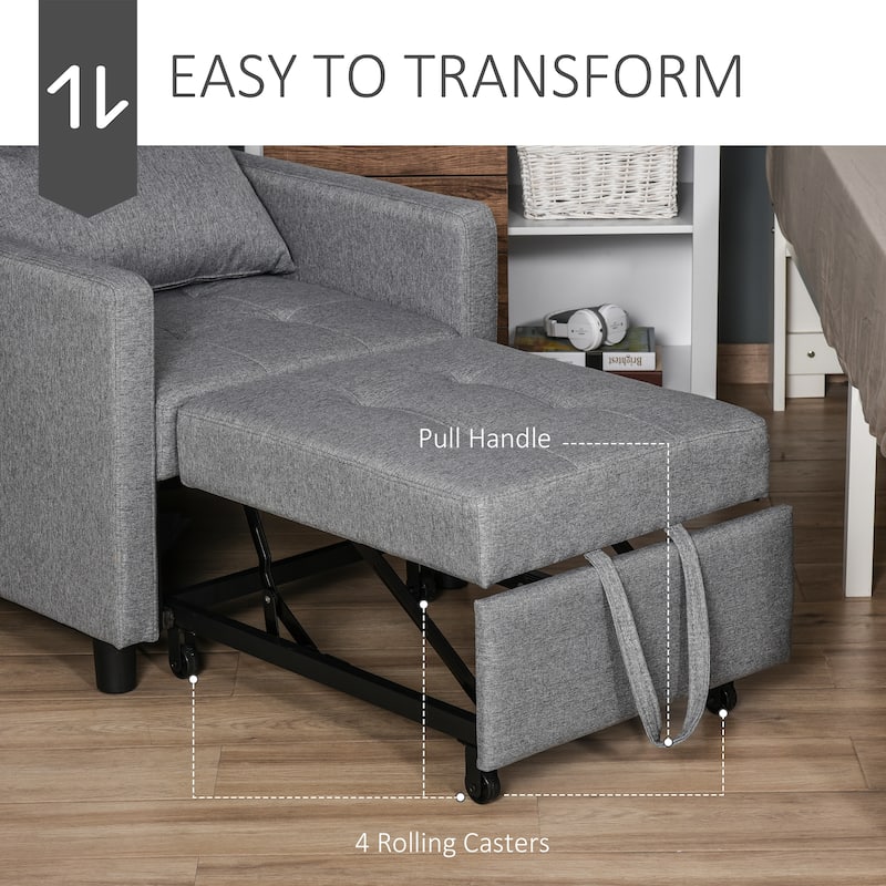 Grey 27.3" Tufted Lounge Chair with Adjustable Backrest