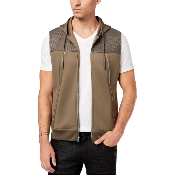 I-N-C Mens Zippy Vest Hoodie Sweatshirt, Beige, Large. Opens flyout.