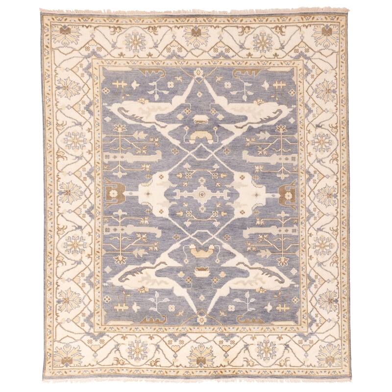 ECARPETGALLERY Hand-knotted Royal Oushak Denim Blue Wool Rug - 8'3 x 9'11