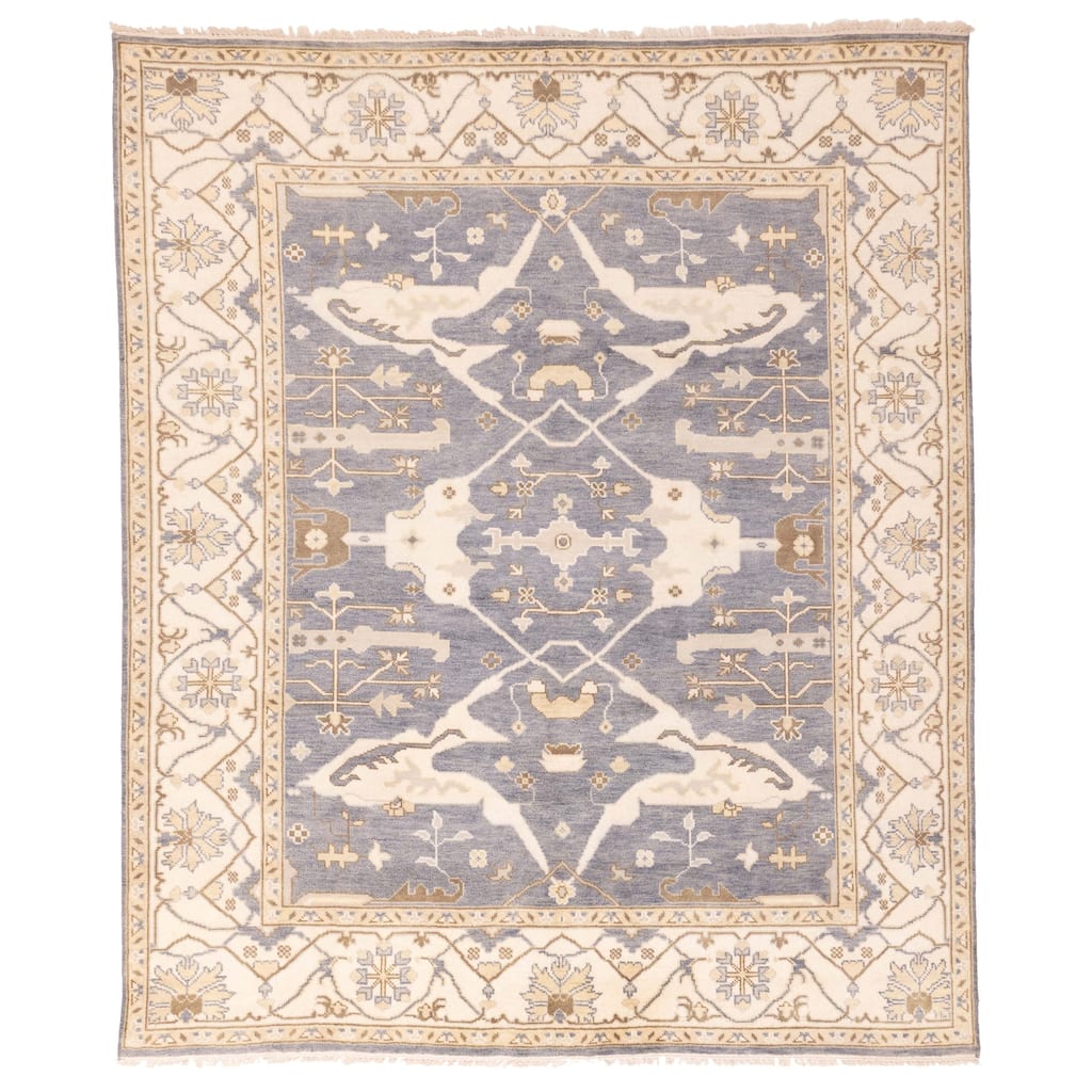 ECARPETGALLERY Hand-knotted Royal Oushak Denim Blue Wool Rug - 8'3 x 9'11