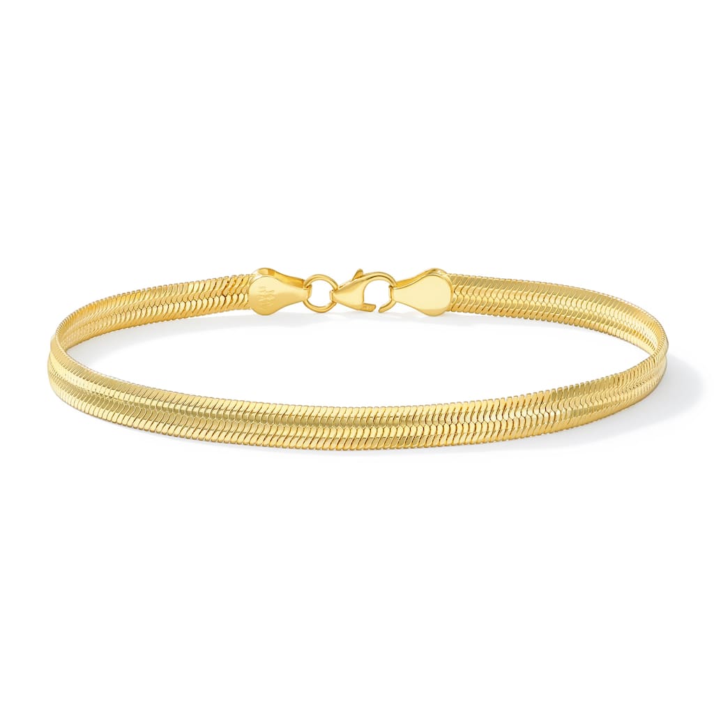 Clover 14K Yellow Gold Concave Snake Chain Bracelet - 7.5"
