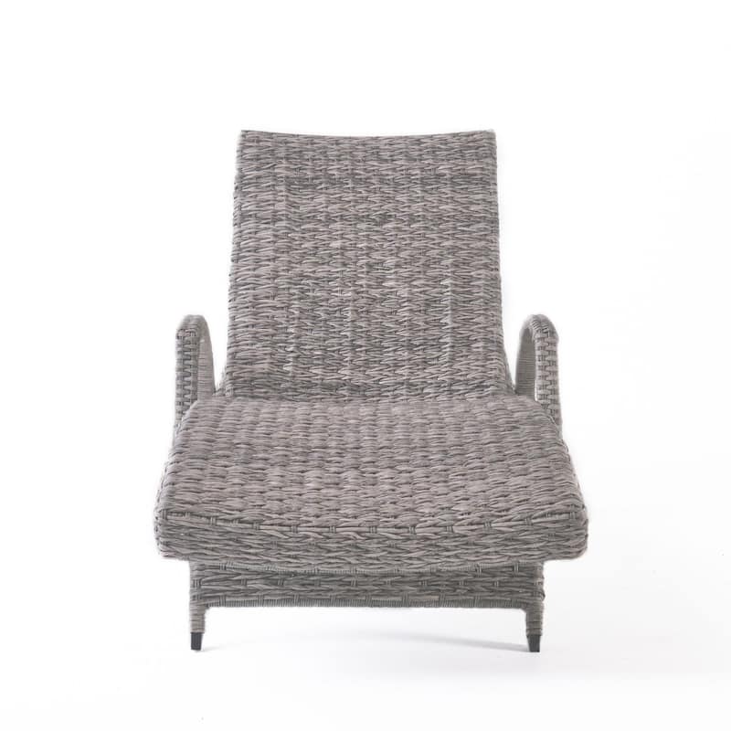 Rustic Outdoor Aluminum Frame Wicker Recliner Set of 2
