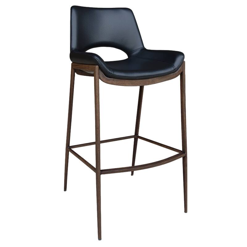 Contemporary Faux Leather and Metal Dining Chair, Set of 6 - Black