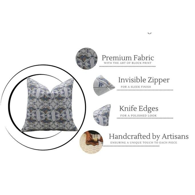 Fabdivine Linen Square Block print pillow Cover