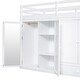 preview thumbnail 10 of 10, Twin Size Loft Bed with Drawer, 2 Wardrobes & Mirror, Versatility Solid Wood Bed Frame w/Guardrails for Kids Teens Adults White
