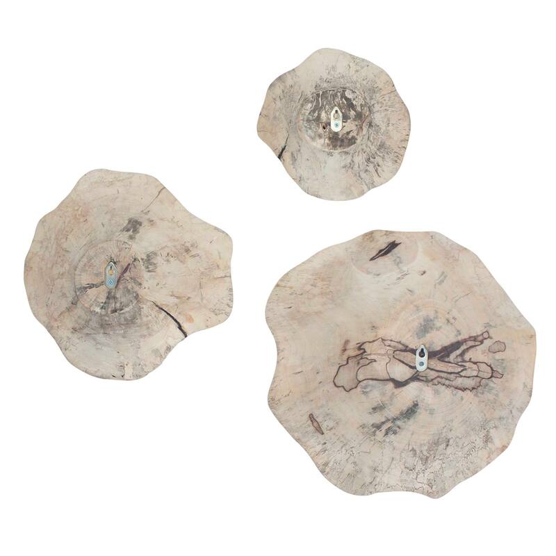 Uttermost Teo Bleached Wood Wall Decor (Set of 3) - 15.75" W x 7.00" H x 15.75" D