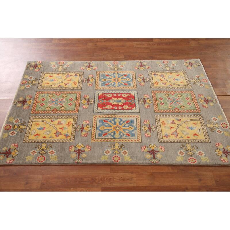 Kazak Oriental Accent Rug Hand-Knotted Geometric Wool Carpet - 3'5"x 5'0"