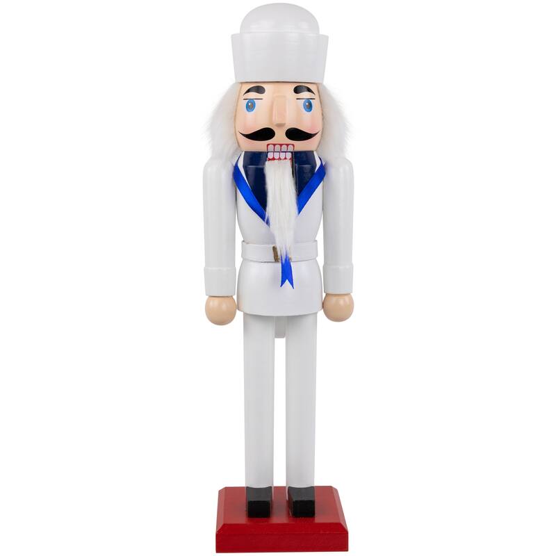14" White and Blue Navy Sailor Christmas Nutcracker