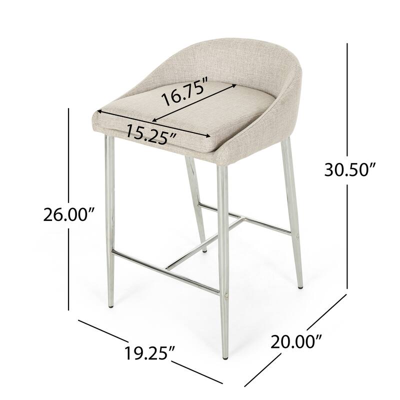 Bandini Modern Upholstered Counter Stools with Chrome Legs (Set of 2) by Christopher Knight Home