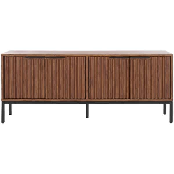 slide 2 of 15, SAFAVIEH Lylia 4-Door Entertainment Media Stand (Fits up to 65" Flatscreen TV) - 60.8 in. x 17.7 in. x 24.6 in. Walnut/Black