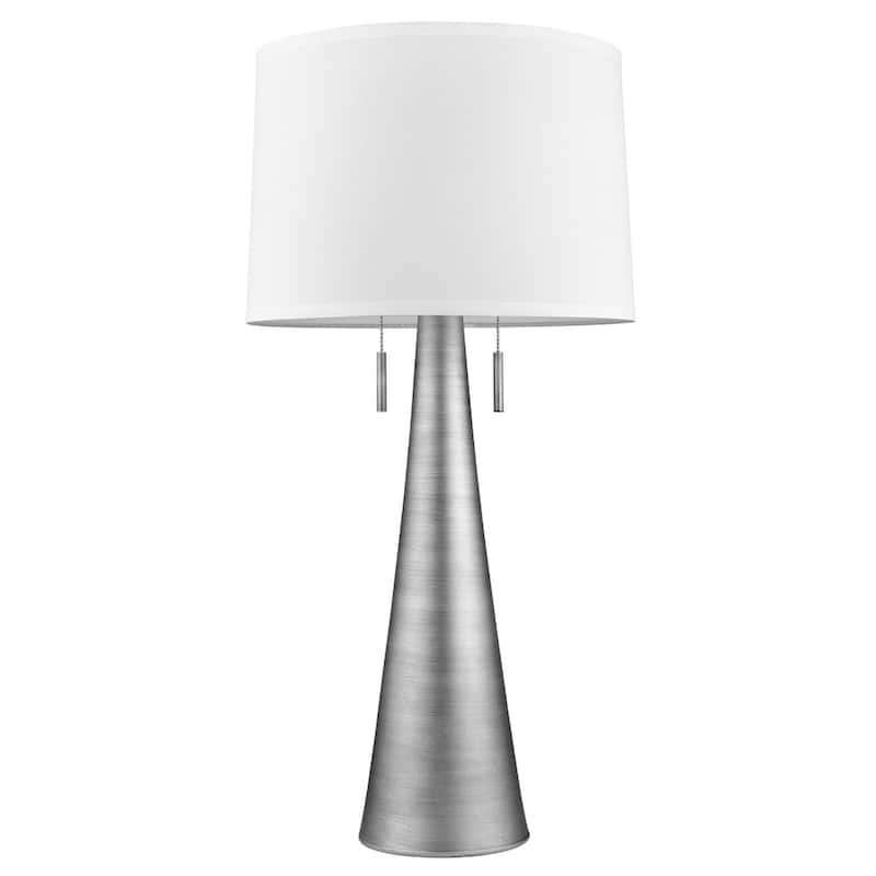 34" Metal Two-Light Table Lamp with White Empire Shade and Pull Chains - 16" x 16" x 33.50"