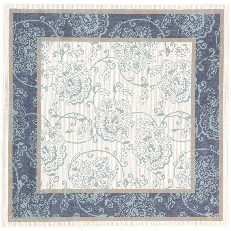 Janelle Indoor/Outdoor Transitional Floral Border Area Rug