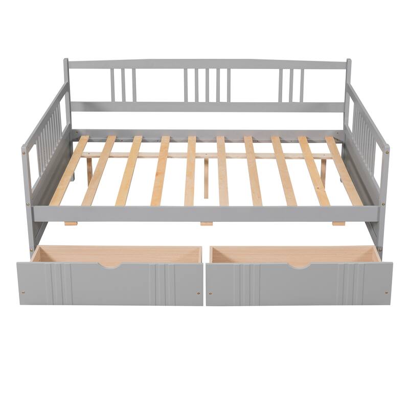Full Size Daybed with Drawers, Space-Saving Wood Frame, No Box Spring Required, Elegant Design for Bedrooms and Living Rooms