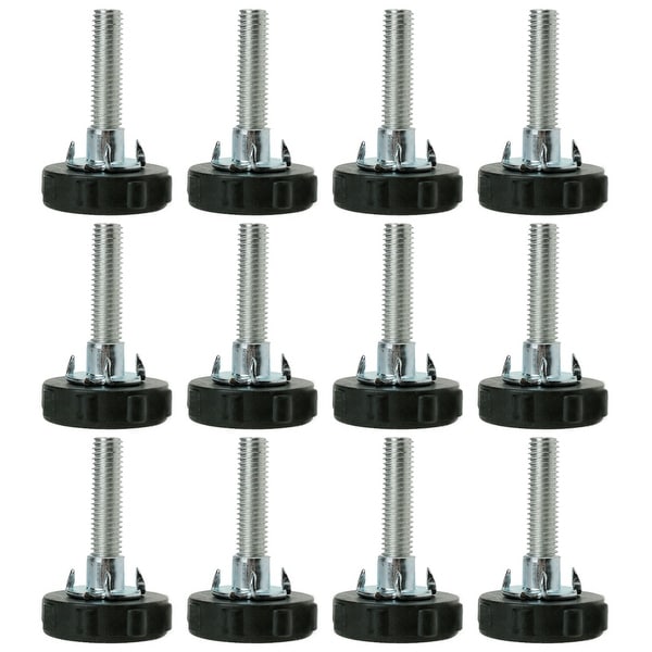 M10 x 50 x 42mm Screw on Furniture Glide Leveling Feet Floor Protector Adjuster Pad with T-nuts for Machine Sofa Leg 12pcs
