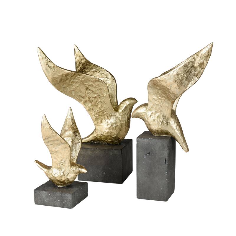 Elk Home Winged Bird Gold Composite 11.5 Inch Wide Sculpture