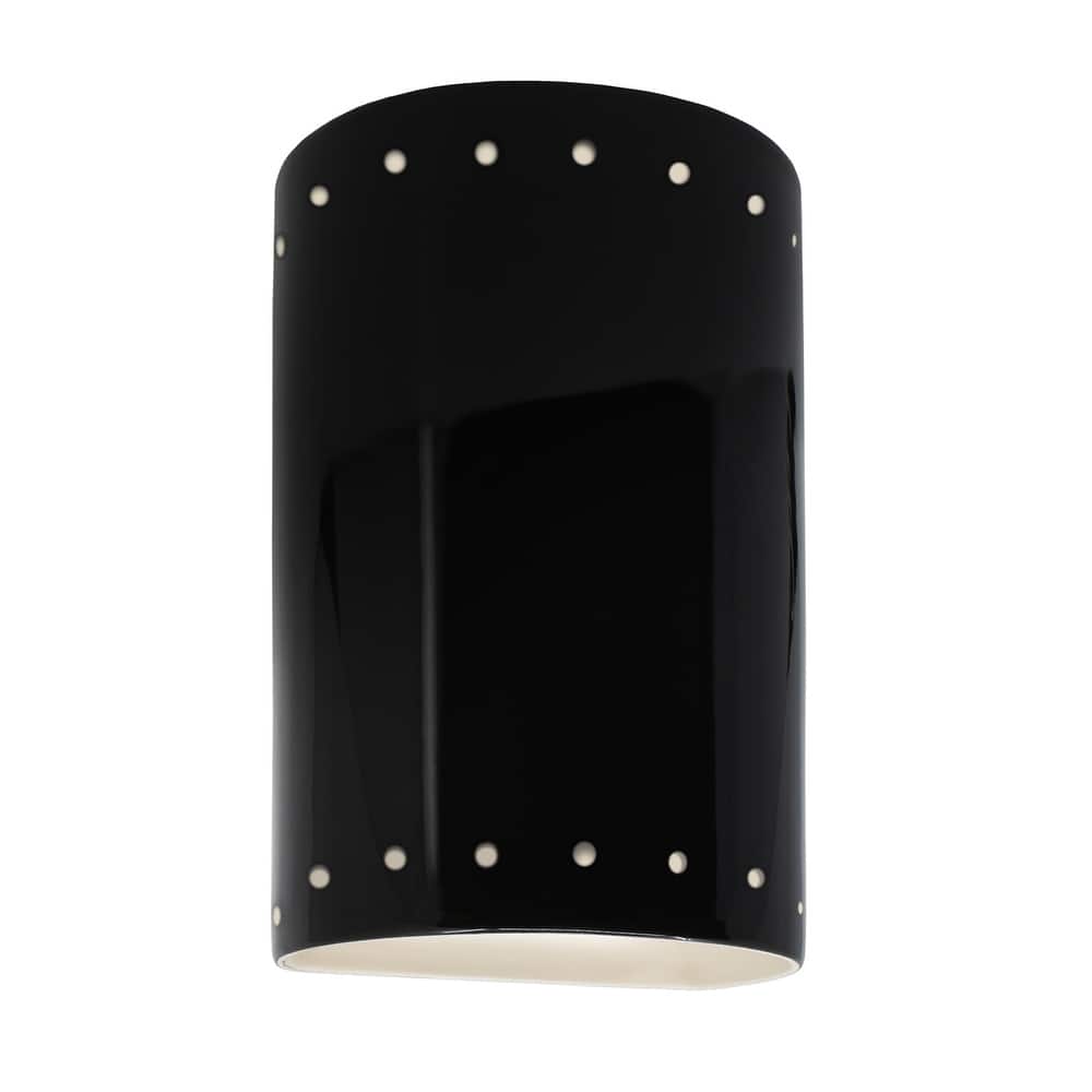 Justice Design Ambiance - Small Cylinder w/ Perfs Wall Sconce - Closed Top (Outdoor) - Replaceable Bulb