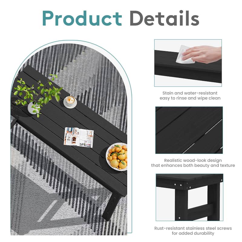 40-inch Outdoor Patio HDPE Pub Bar Table, Balcony Table