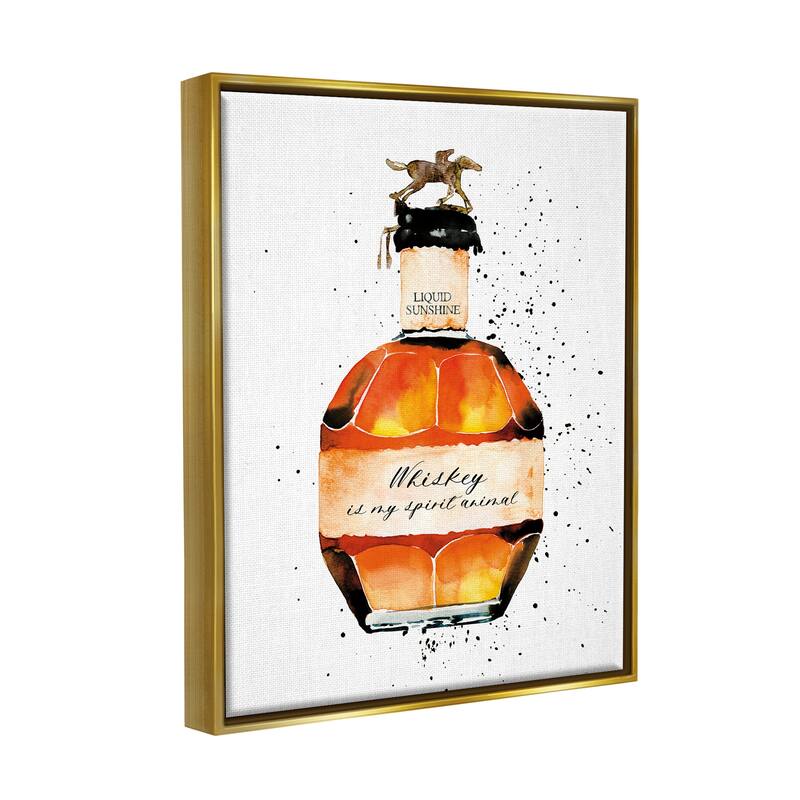 Stupell Whiskey is My Spirit Animal Quote Liquor Bottle Floater Frame - White