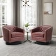 preview thumbnail 33 of 79, 2 Set Tufted PU Vegan Leather Swivel Barrel Chair with Nailheads Trim Red Brown