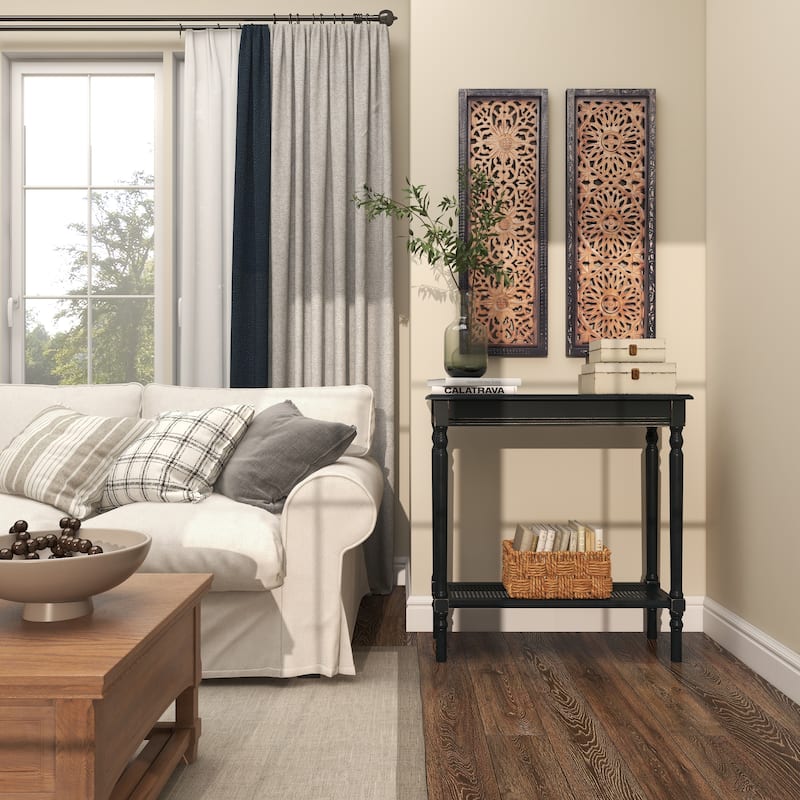 Black Wooden 1 Shelf Console Table