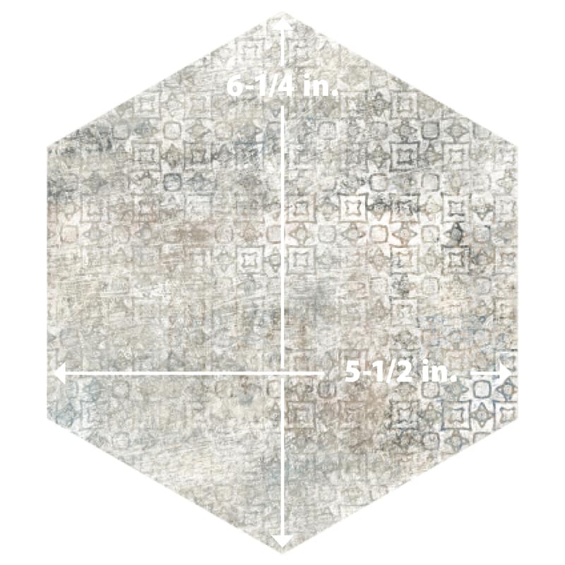 Merola Tile Tivoli Hex Tapestry 5-1/2" x 6-1/4" Porcelain Floor and Wall Tile