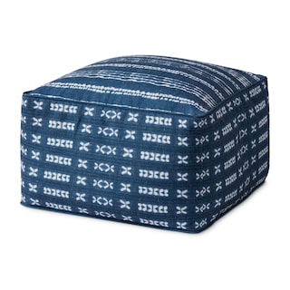 Alexander Home Indigo Coastal Linen Pouf