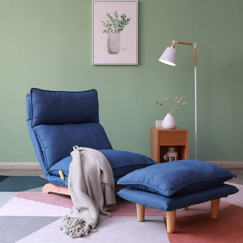 Multifunctional Leisure Floor Reclining Chair, Indoor Lazy Single Sofa - Blue