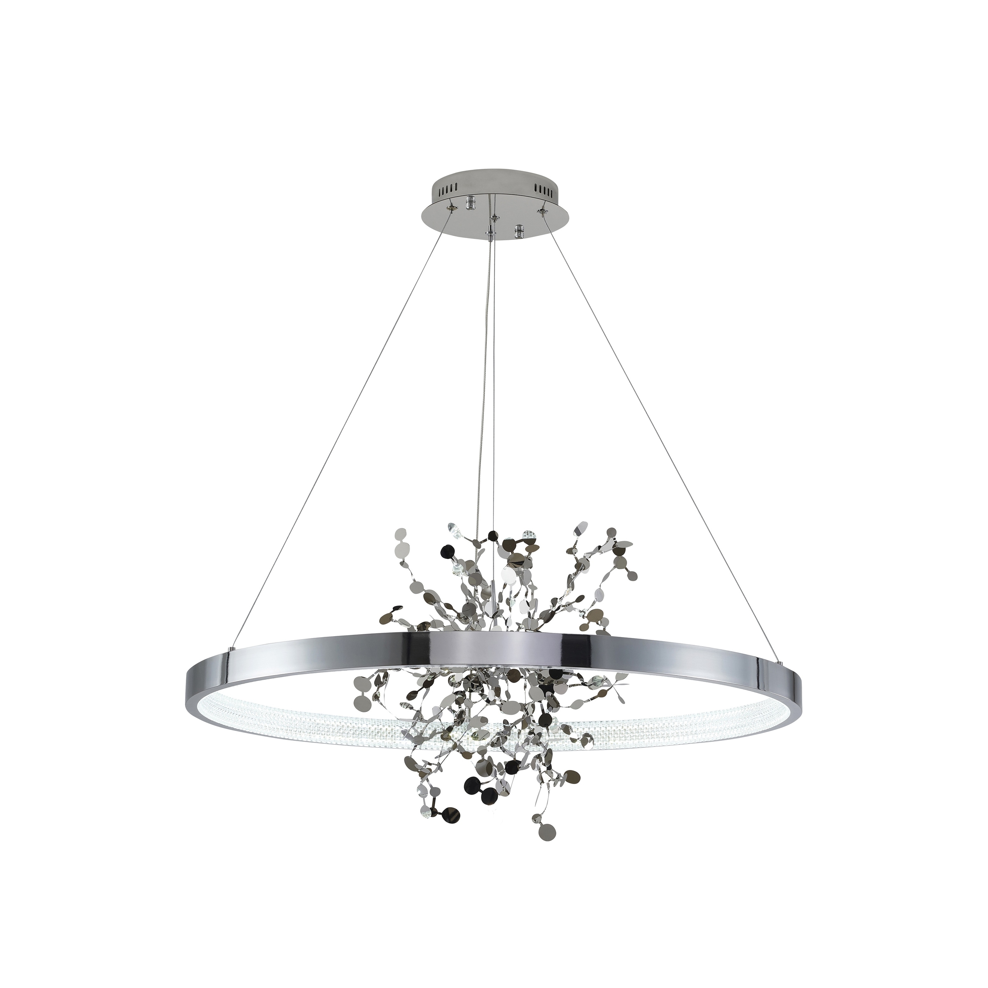 Transitional 1-Light Chrome Stainless Steel LED Confetti Chandelier