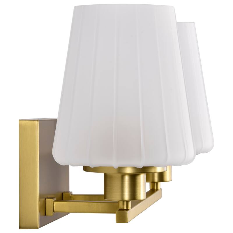 Lune 2 Light Vanity Vintage Brass Finish Etched White Glass - Vintage Brass