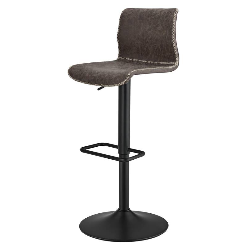 NPD Furniture Jayden Faux Leather Low back Gaslift Swivel Barstools (Set of 2) - Vintage Coffee Brown