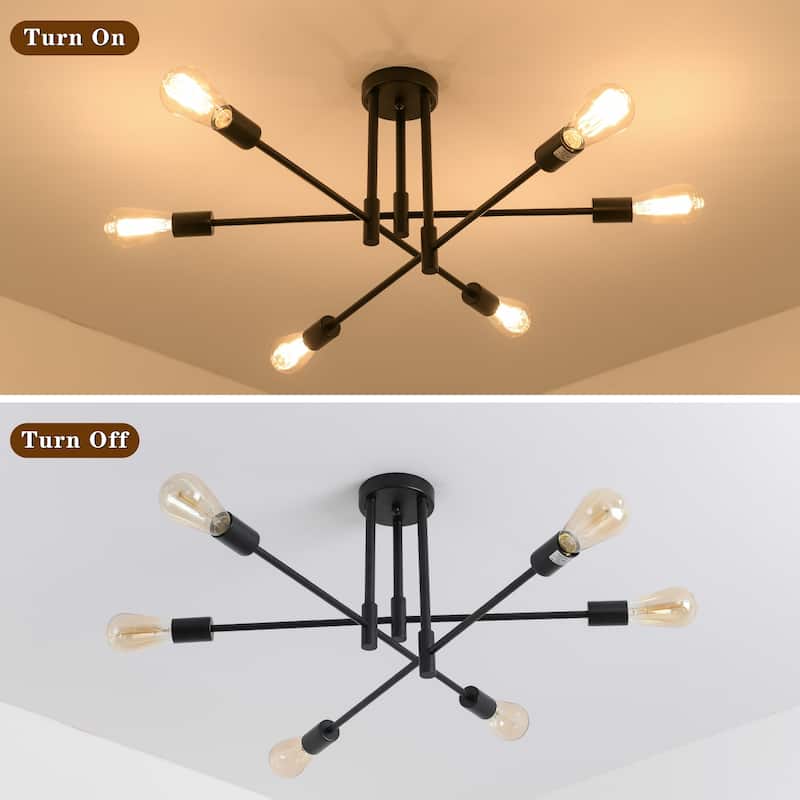 6-Light Modern Semi Flush Ceiling Lights for Bedroom Study Living Room