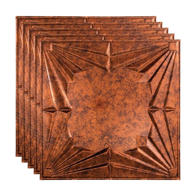 Fasade Art Deco Decorative Vinyl 2ft x 2ft Lay In Ceiling Tile in Moonstone Copper (5 Pack) - 5 Pack